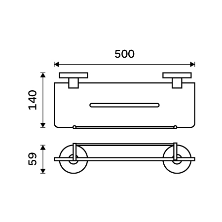 Shelf IXI, 50 cm with rail