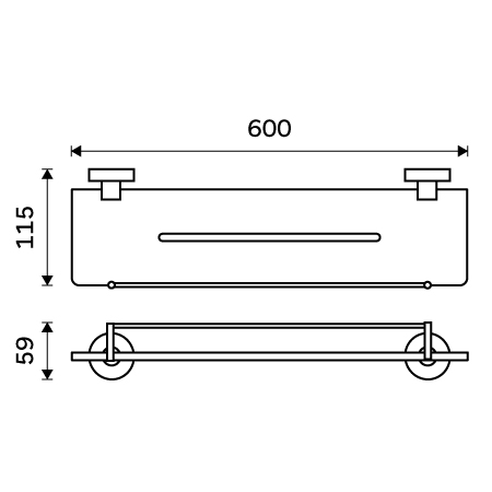 Shelf IXI, 60 cm with rail