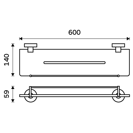 Shelf IXI, 60 cm with rail