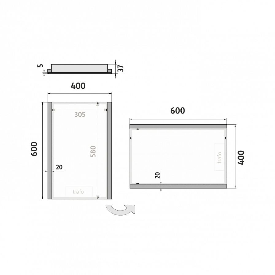 LED  mirror 400x600