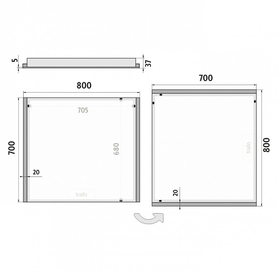 LED zrcadlo 800x700