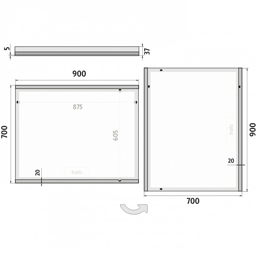 LED  mirror 900x700
