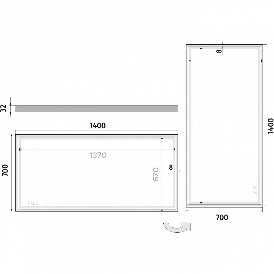 LED mirror 1400x700