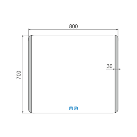 LED zrcadlo 800x700 se dvěma dotykovými senzory