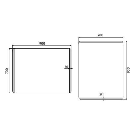 LED zrcadlo 900x700