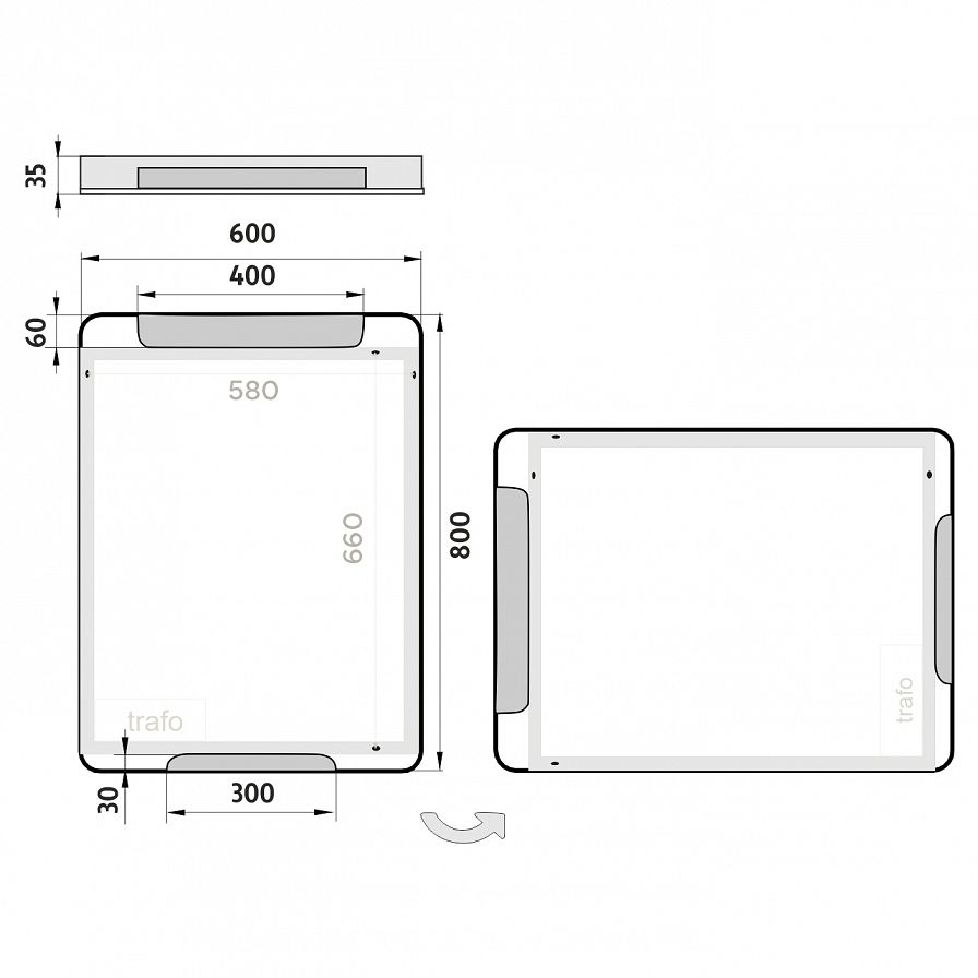 LED zrcadlo 600x800