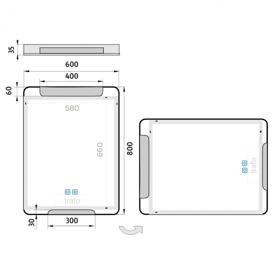 LED mirror 600x800 with two touch sensor