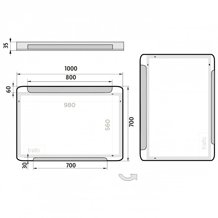 LED  mirror 1000x700