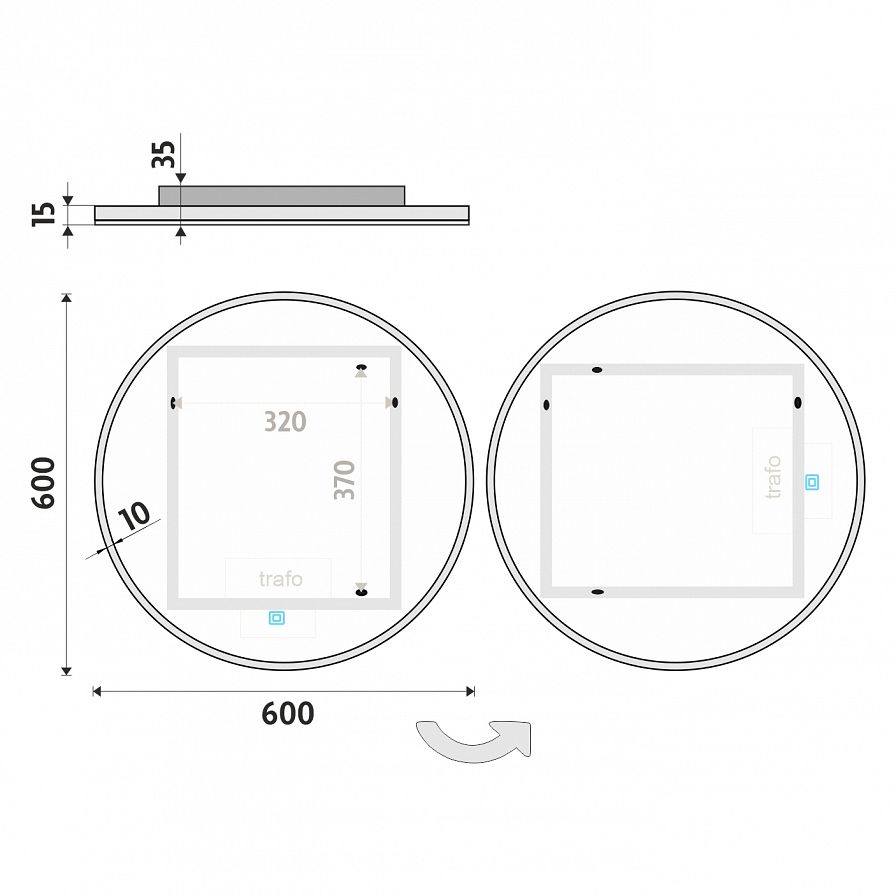 Kulaté LED zrcadlo pr. 600 s dotykovým senzorem