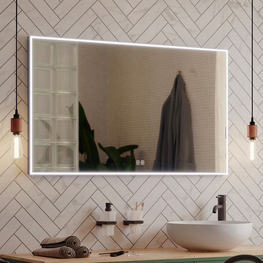 Black LED mirror 800x700 with two touch sensor