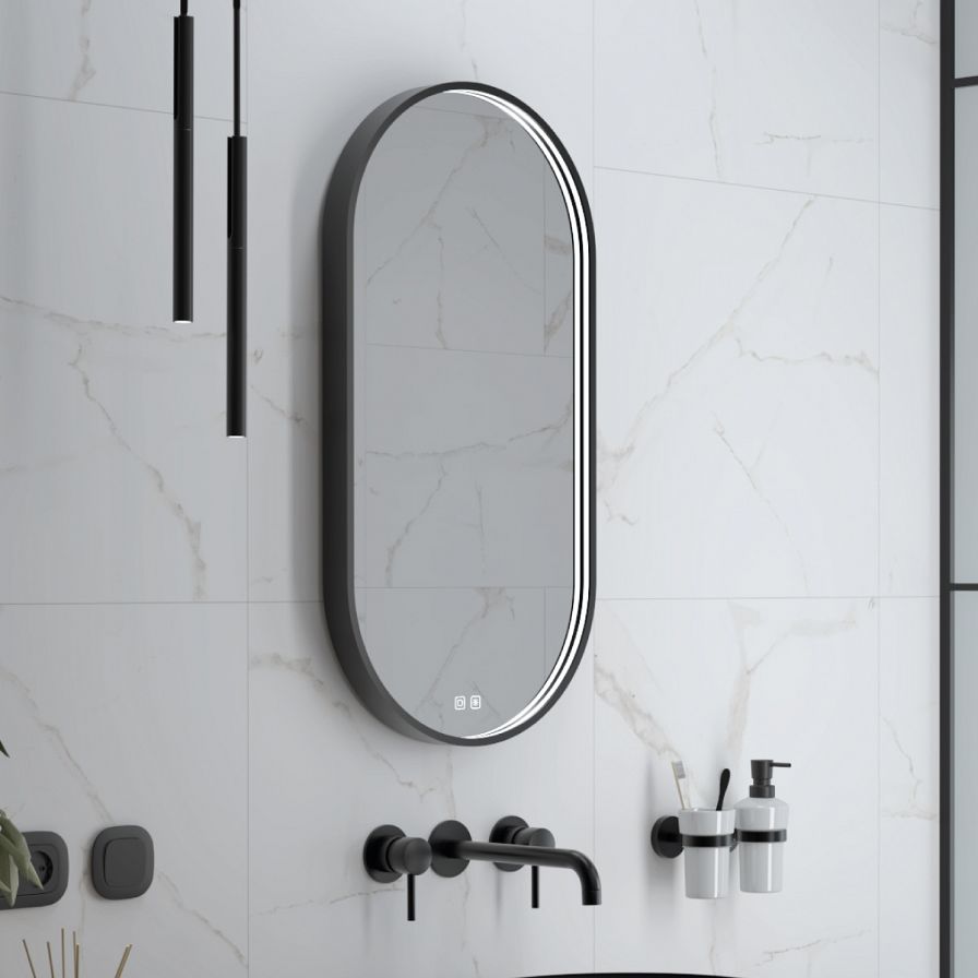 BLACK LED mirror 450x900 with two touch sensor